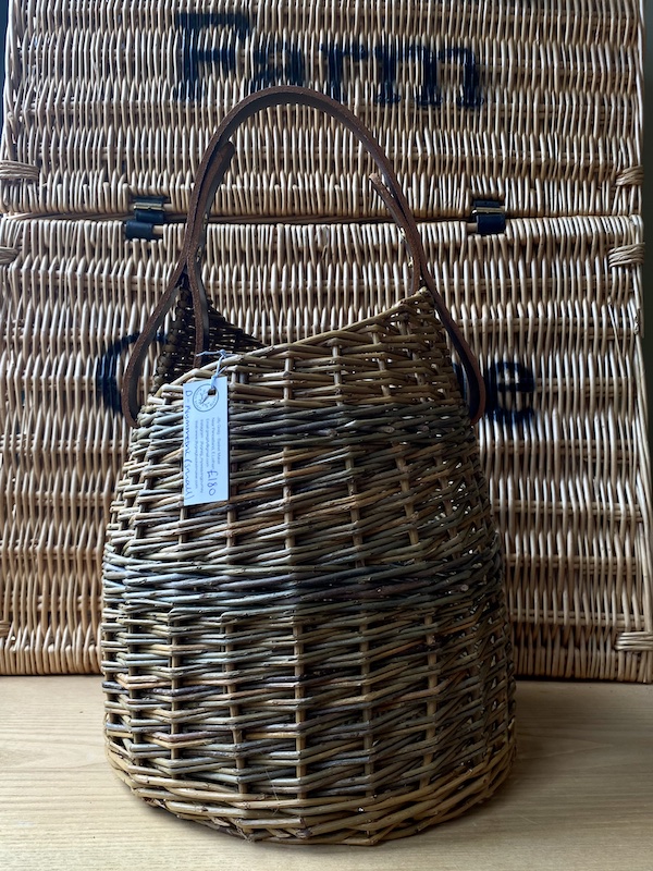 Willow Asymmetric Basket with Leather Handle (small) - Jilly Greig